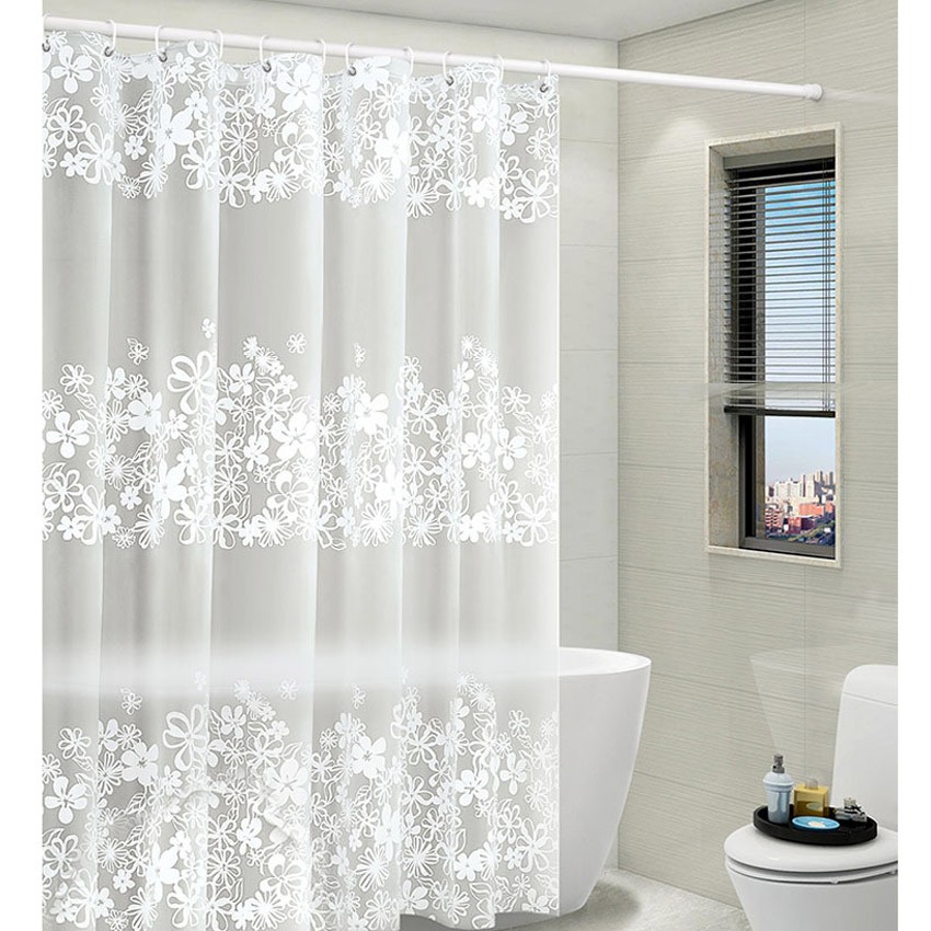 Flowers Shower Curtains Waterproof Peva, Large White Shower Curtain