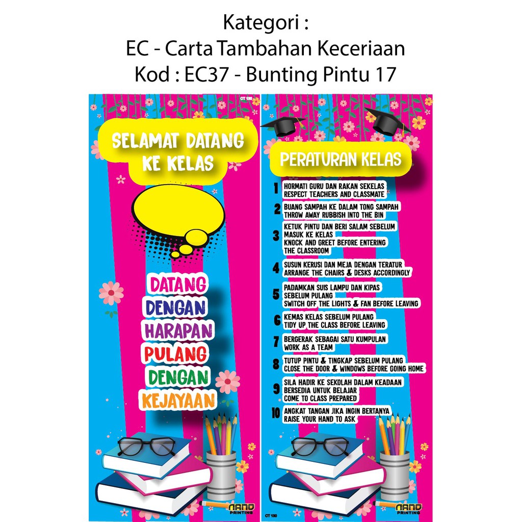 2pcs Bunting Keceriaan Pintu Kelas - Selamat Datang dan ...