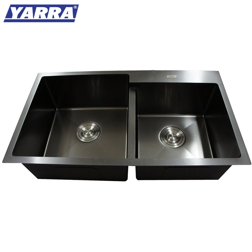 HM8045 Double Bowl Nano Black Stainless Steel Kitchen Sink