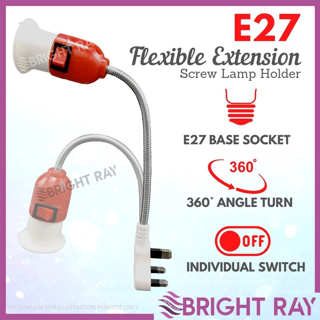 E27 Flexible Extension Screw Lamp Holder, Bulb Holder, Screw Socket