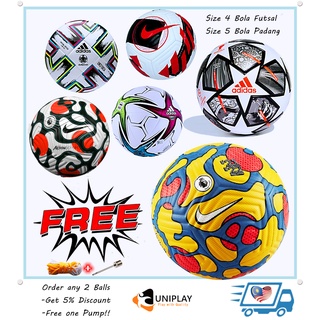 100% High Quality Bola Sepak Football Soccer Ball Bola Futsal Padang Premier League Soft PU Leather World Cup Free Gift