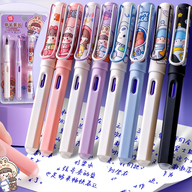 Cartoon Thermal Erasable Pen Set 0.38mm Girl Cute with Rubber Junior