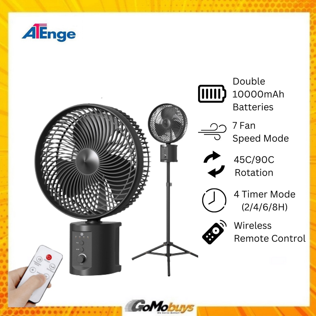 20000mAh Rechargeable Battery Oscillating Floor Fan with Remote 10 Inch ...
