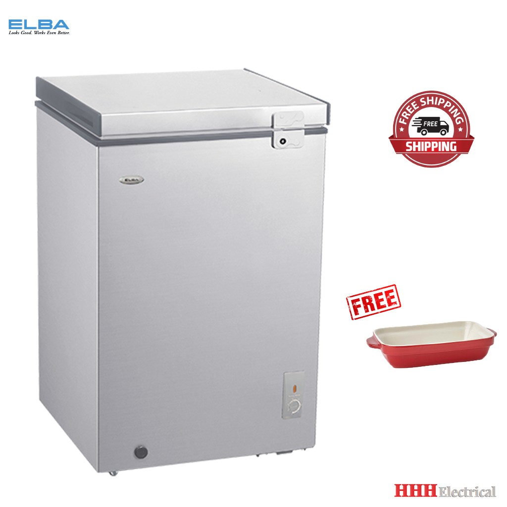 ELBA EFE1310(GR) Chest Freezer 130L Grey Color + FREE BAKING TRAY