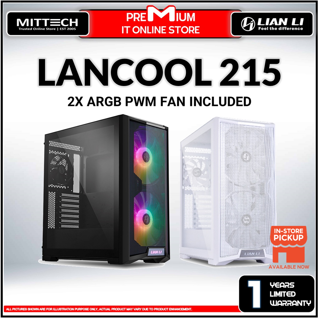 Lian Li Lancool 215 Best Budget Airflow Case Two preinstalled 200MM ARGB fans and a 120MM fan