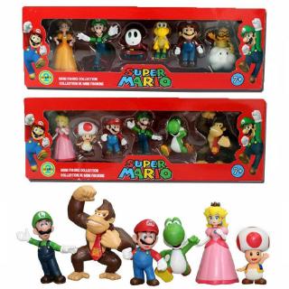 6pcs Set Super Mario Bros Pvc Action Figure Toys Dolls Mario Luigi Yoshi Mushroom Gift Box Shopee Malaysia - super mushroom roblox