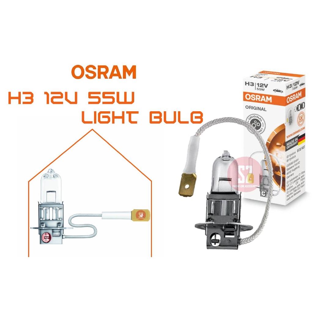 1PCS Original Osram H3 12V 55W Light Bulb Halogen Bulb | Shopee Malaysia