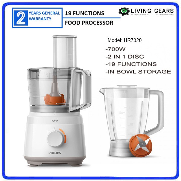 Philips Food Processor Hr7320 700w 2 1l Plastic Bowl Hr7320 01 Hr7530 850w 2 1l Shopee Malaysia
