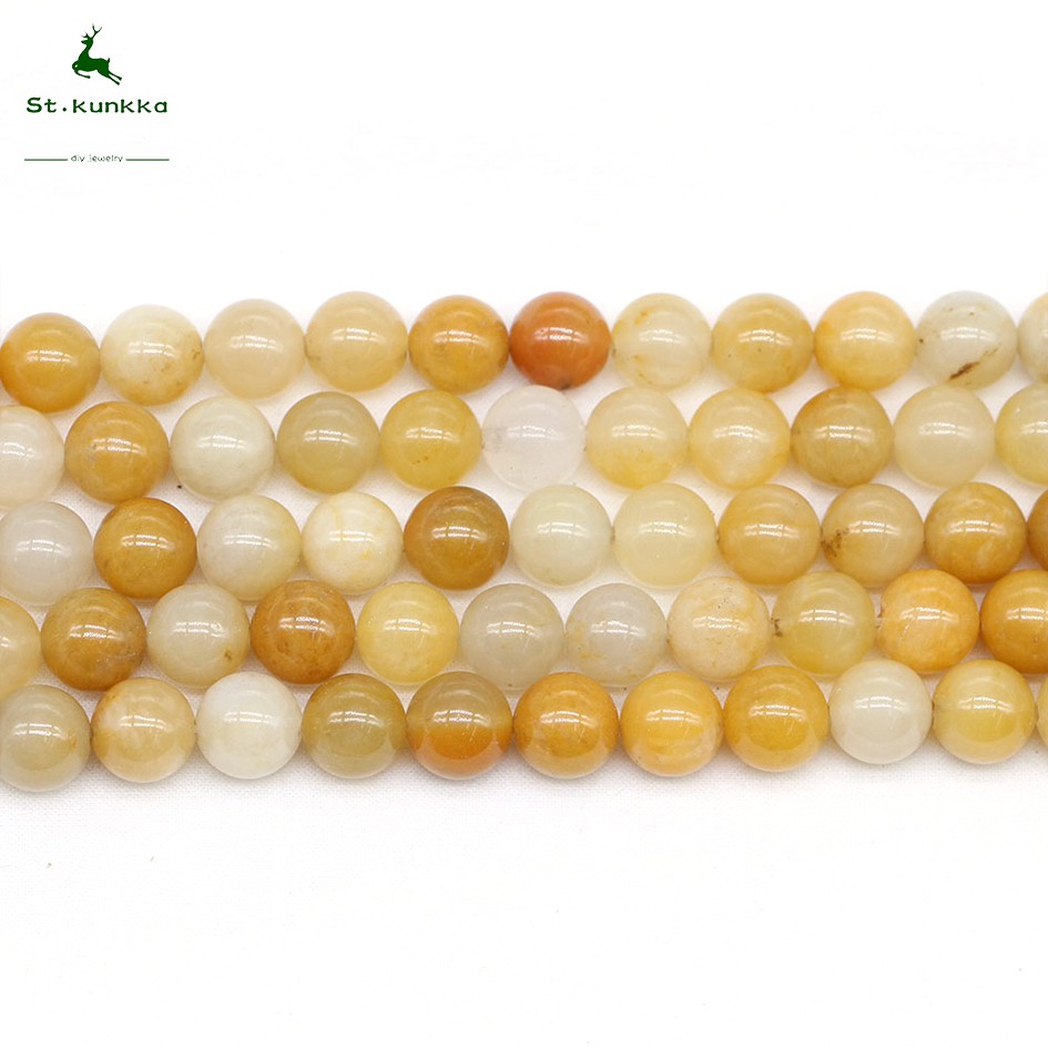 St.kunkka Natural Stone Round Beads - Yellow (1Strand/Lot 4 X 6 X 8 X ...