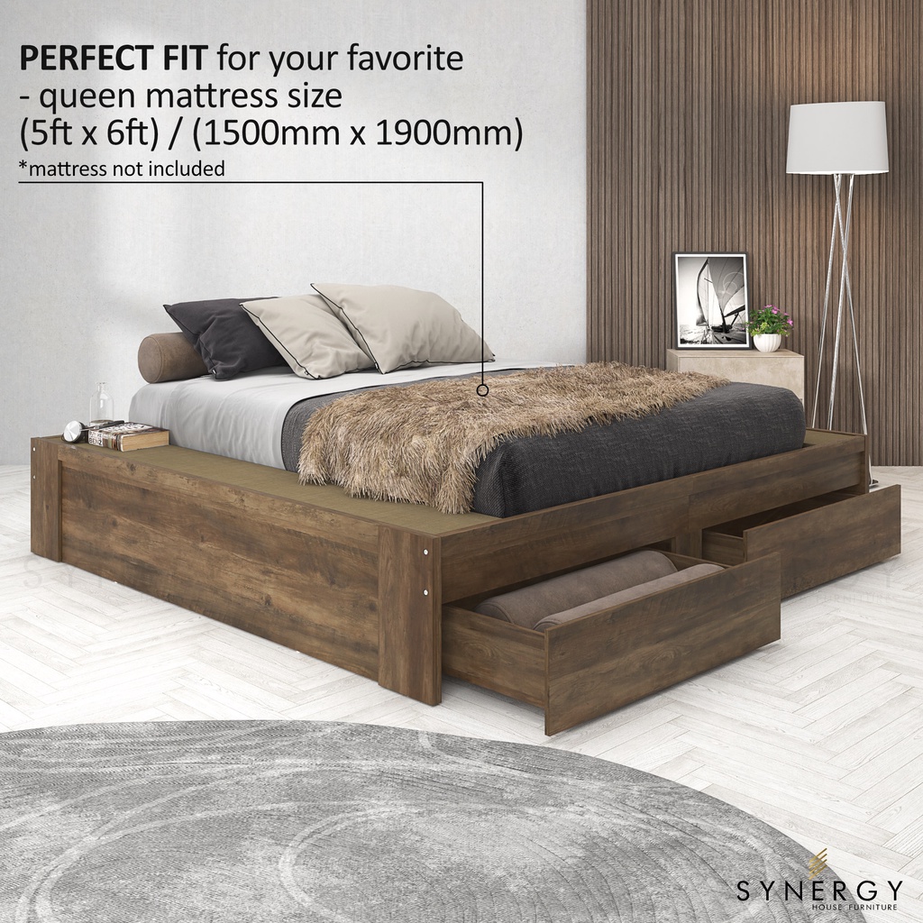 Elianor Collection Queen Bed Katil Queen With Storage Platform Queen