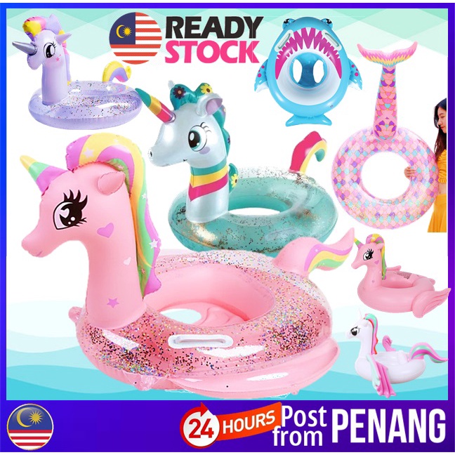 [#B6] 🇲🇾 PENANG READY STOCK Kiddie Floats Transparent Flamingo Unicorn Pelampung Budak