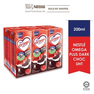 Image of Nestle Omega Plus UHT Dark Chocolate Flavour Milk (200ml x 6 Packs)