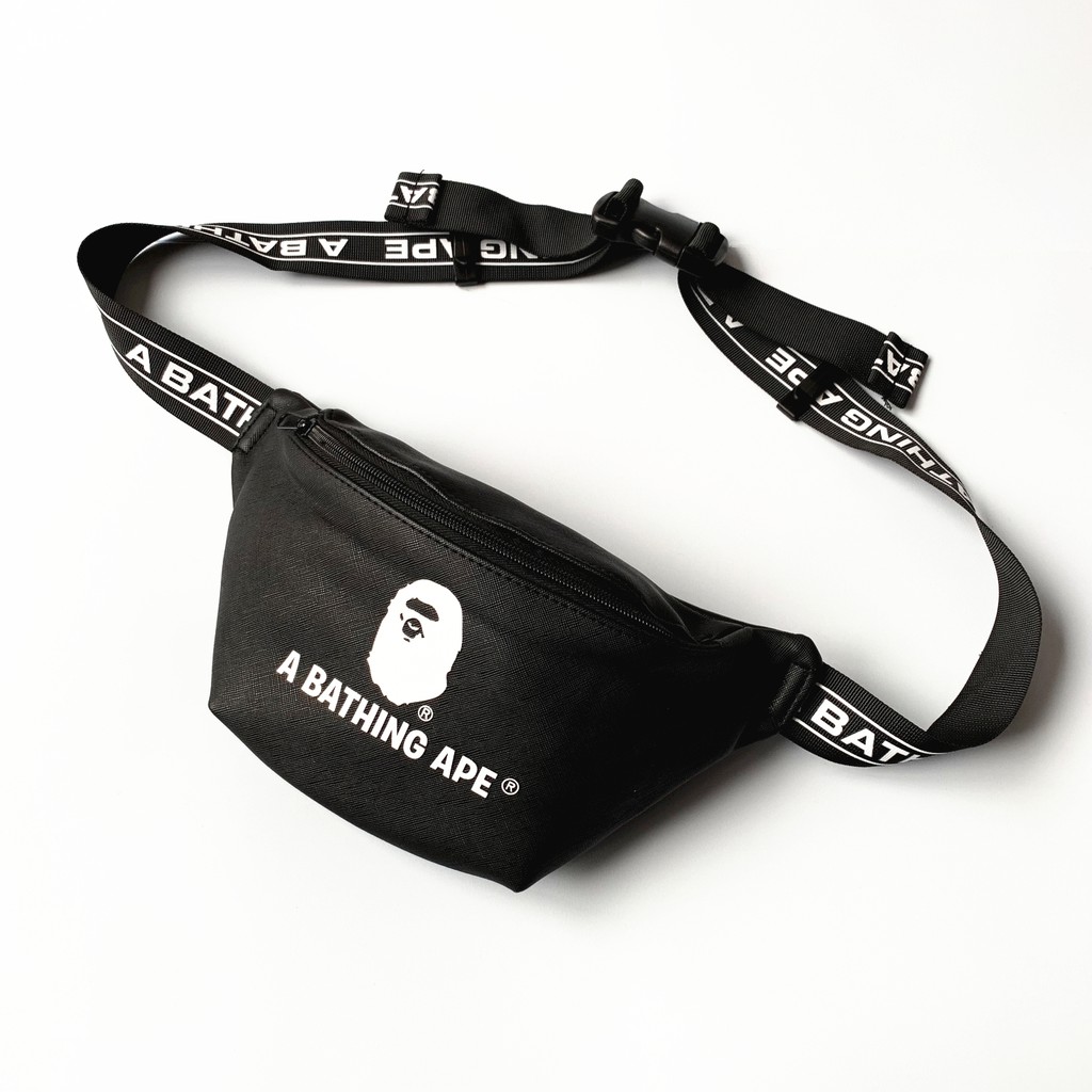 bape waist bag black