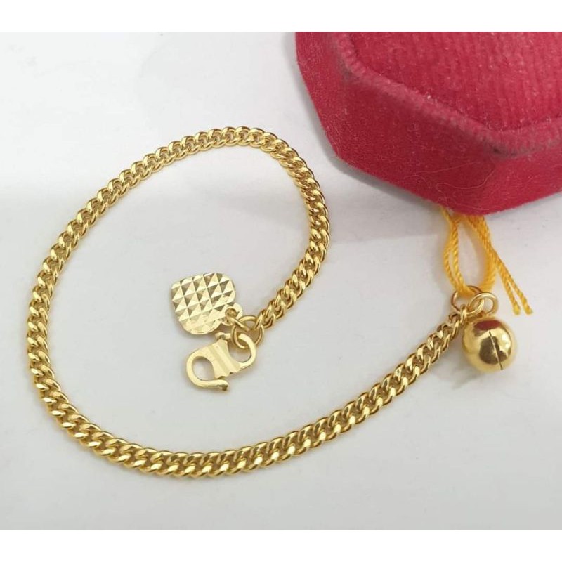 Shop Malaysia Free Cop 916 Bangkok Gold Love Shape Hand Chain Form Jewellery Bracelet Kid Golden Plated Shopee Singapore