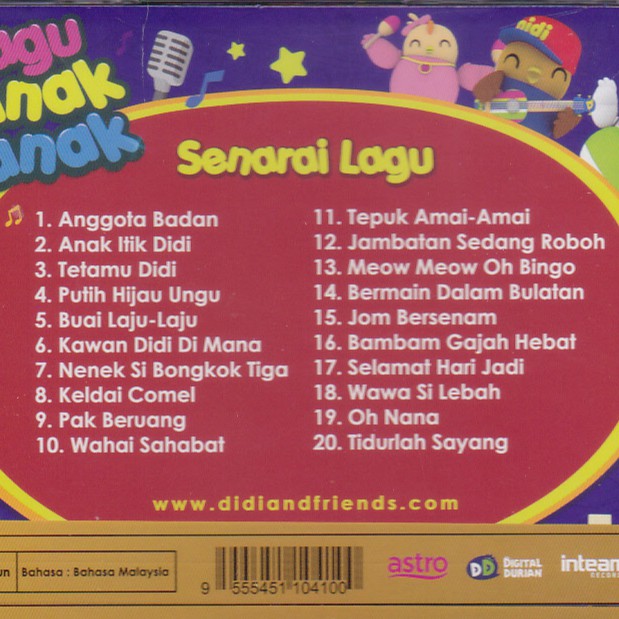 Didi Friends Lagu Kanak Kanak Vol 2 Cd 20 Lagu Lagu Hit Audio Songs Only Cd Lagu Saja Shopee Malaysia