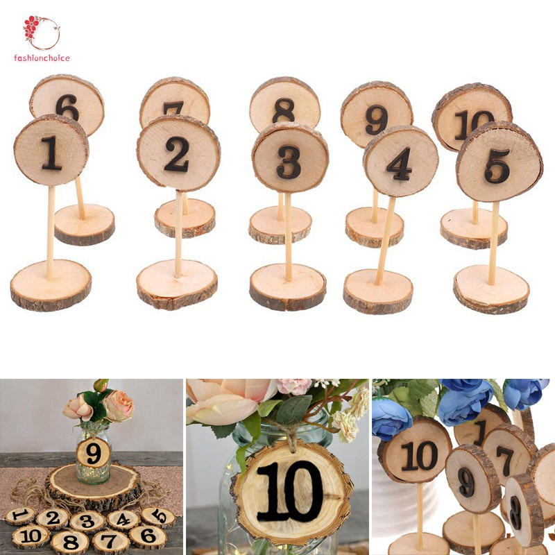 10pcs Wooden Table Number Stands 110 Numbers Desk Holder for Wedding