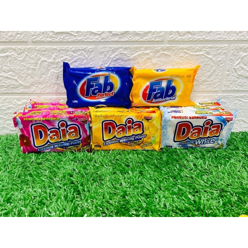 Sabun Fab 130g X 1piece/ Daia 150G X 3piece/pkt Laundry Bar Soap (PERFECT/ANTIBACTERIAL/FLORAL/LEMON/WHITE)