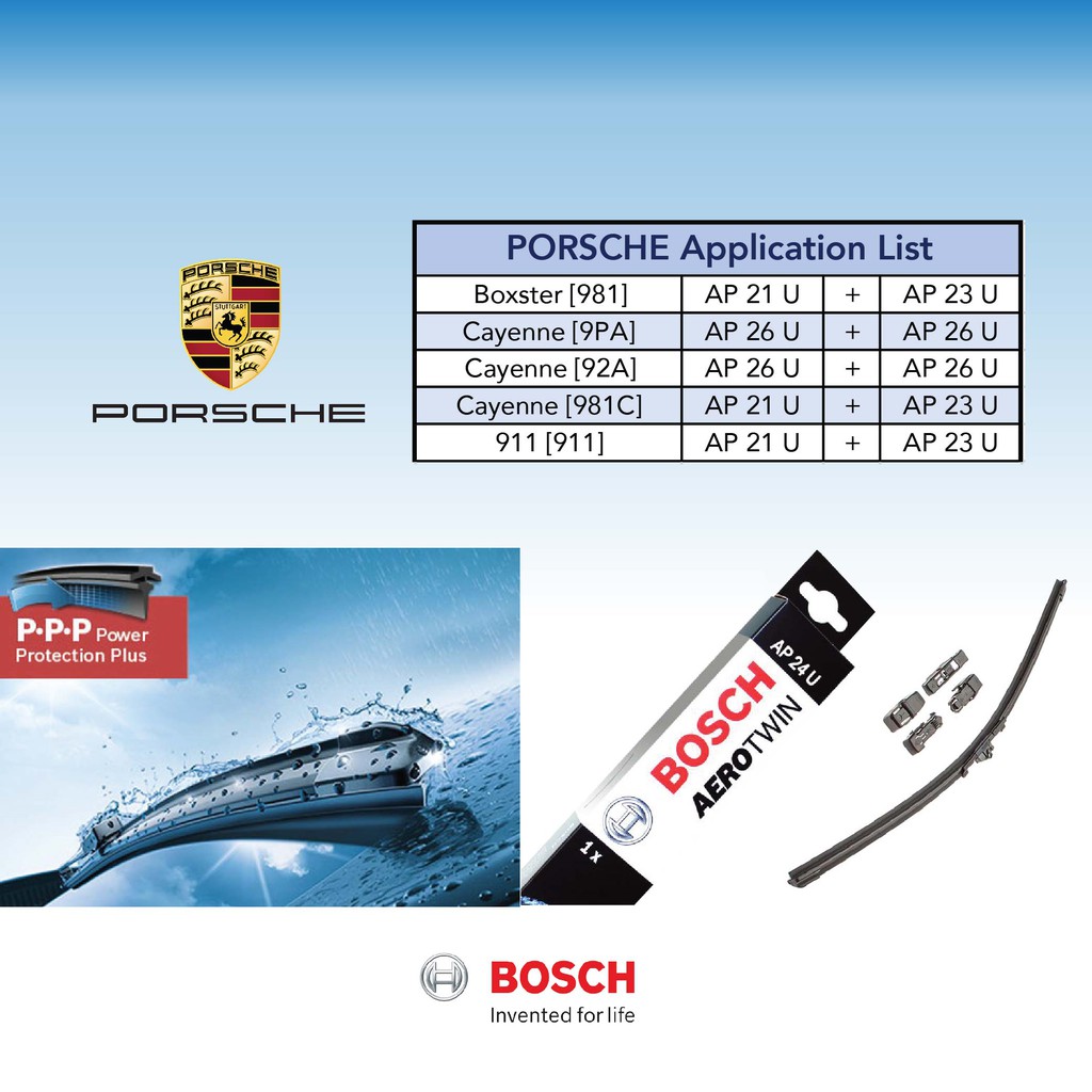 Bosch Aerotwin Porsche Windscreen Solicone Wiper Ready Stock