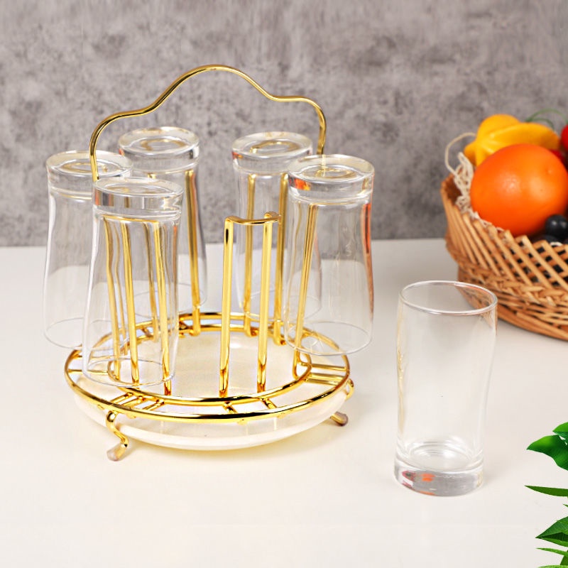 High-quality gold stainless steel cup holder and cup tray with drip tray, modern and luxurious design