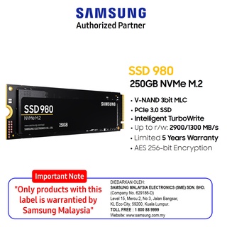 SAMSUNG SSD M.2 980 250GB/500GB/1TB (2280)
