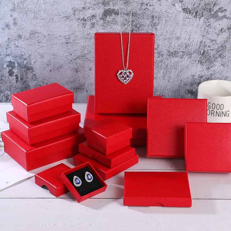Vintage Jewelry Box Paper Gift Boxes Colorful Earring Necklace Rings Storage Case with Sponge Jewelries Display Box with Cover