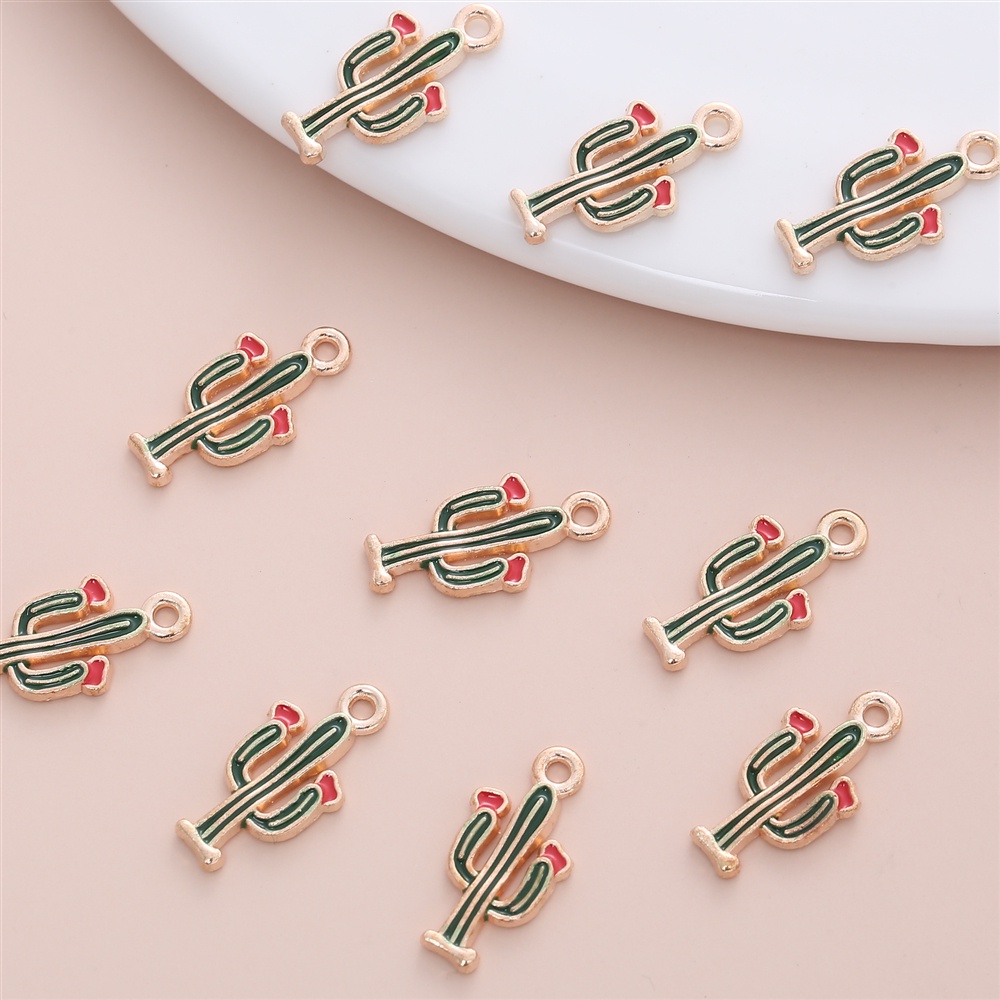 10Pcs/Set Exquisite Cactus Accessories Resin Enamel Charms Women's Jewelry Making Supplies Pendant Necklace Earring