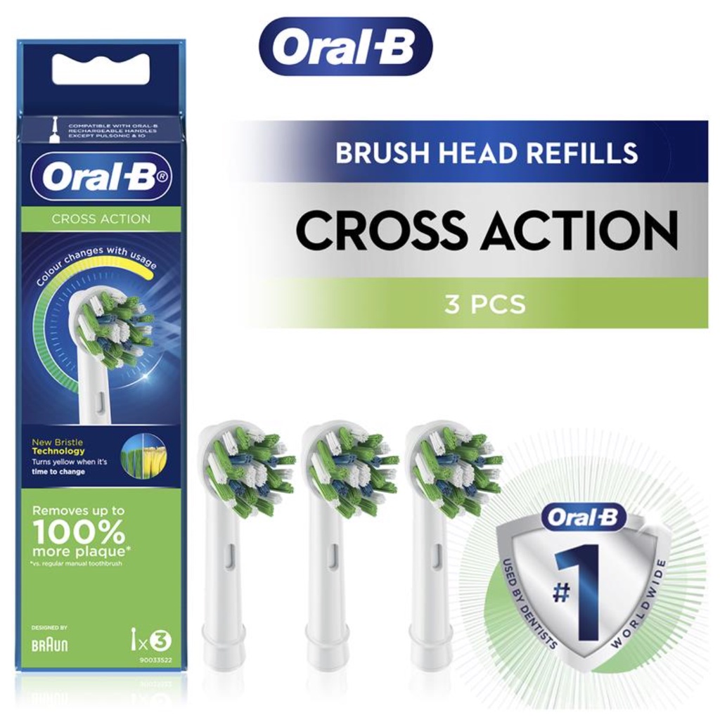 oral b power toothbrush cross action refills rainbow 3 pack