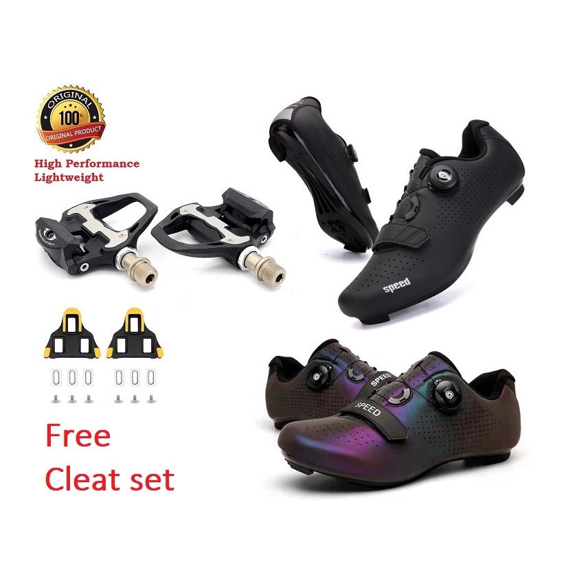 Only RM67/set100% original SPEED fashion Galaxy BOA cycling shoe road bike SPD clip on lightweight Pedal set