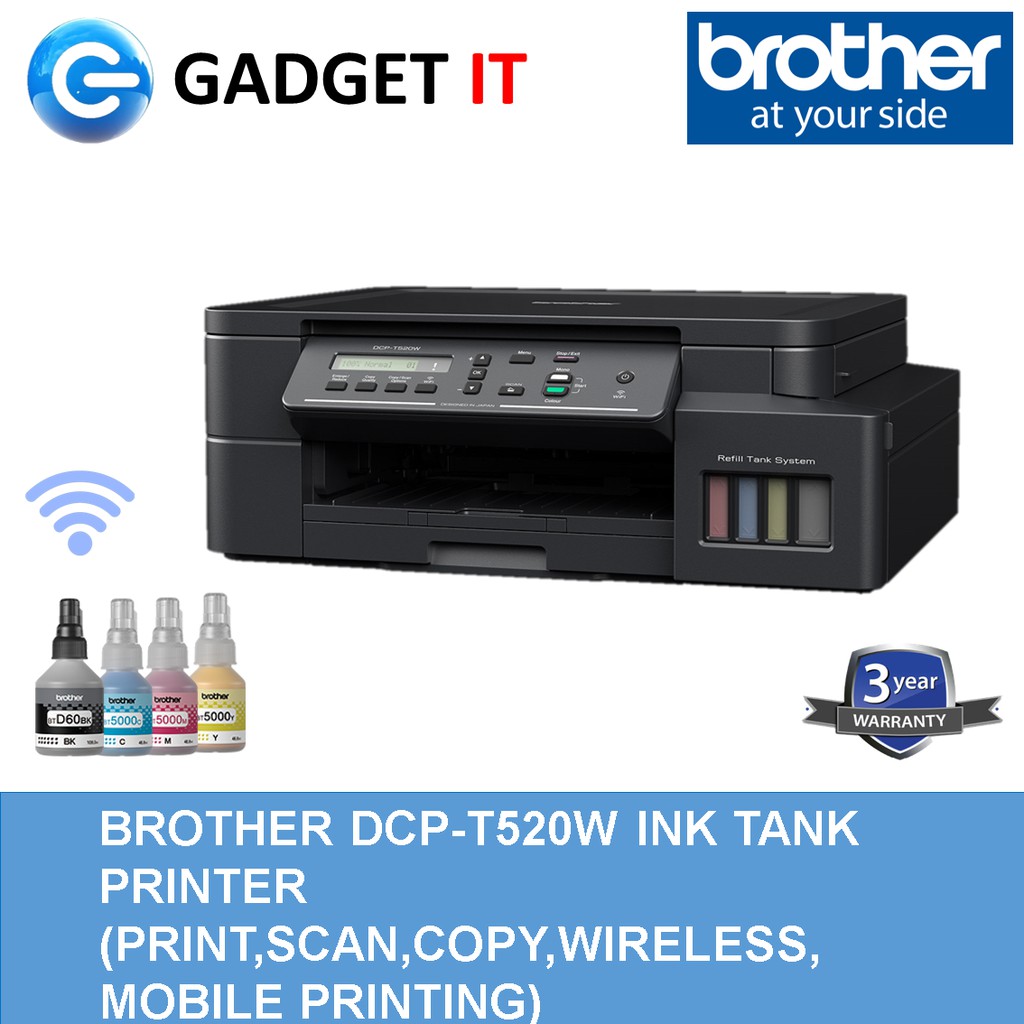 BROTHER DCP-T520W Refill Tank System 3-in-One Color Printer (Print/Scan ...