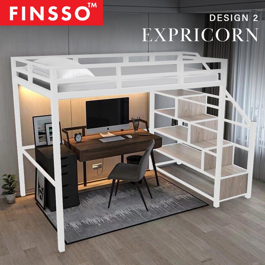 FINSSO: Echo Loft Single or Queen Size Metal Bed Frame / Katil Besi