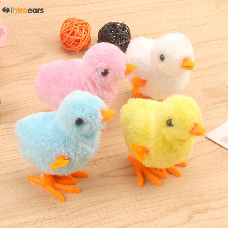 Plush Wind Up Chicken Kids Educational Toy Clockwork Jumping Walking Chicks `RU 