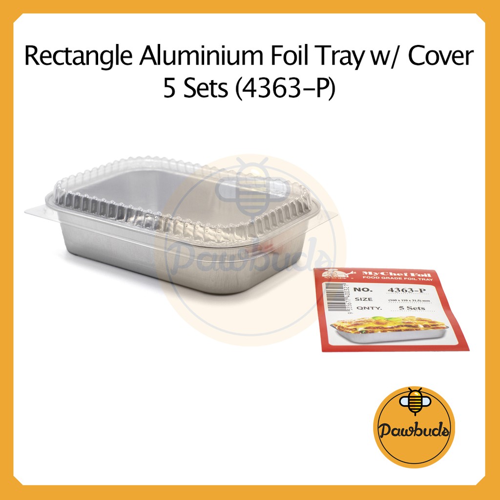 Aluminium Foil Tray With Cover M Size 5 Sets [4363P] Bekas Aluminum Foil Dengan Penutup Saiz