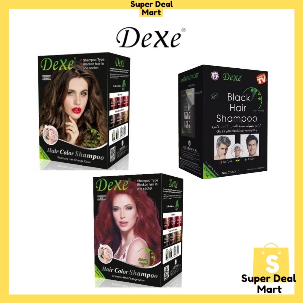 Dexe Hair Colour Shampoo 25ml x 10pack - Chestnut Brown / Wine Red / Black  | Shopee Malaysia