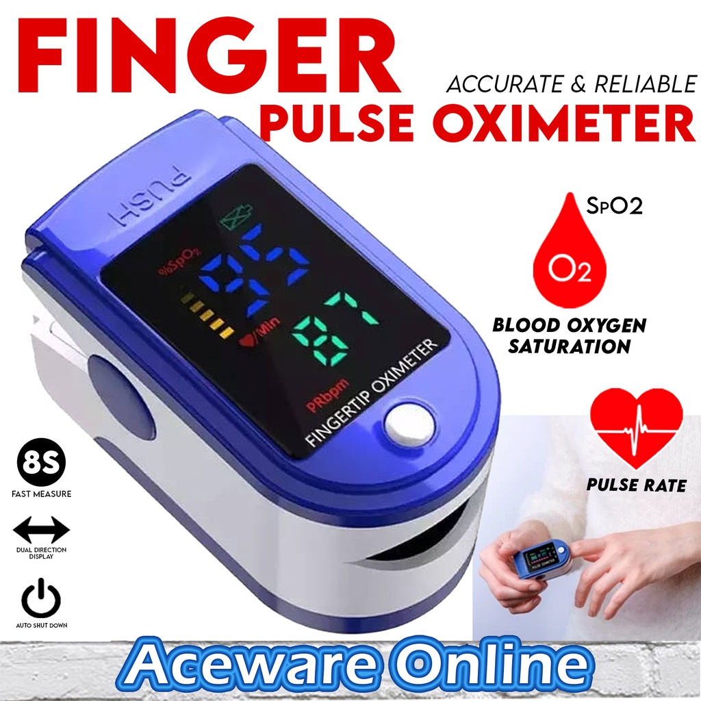 ACEWARE Finger Pulse Oximeter Blood Oxygen Saturation Monitor Fingertip Plisoximeter Oxymeter Heart Rate Portable