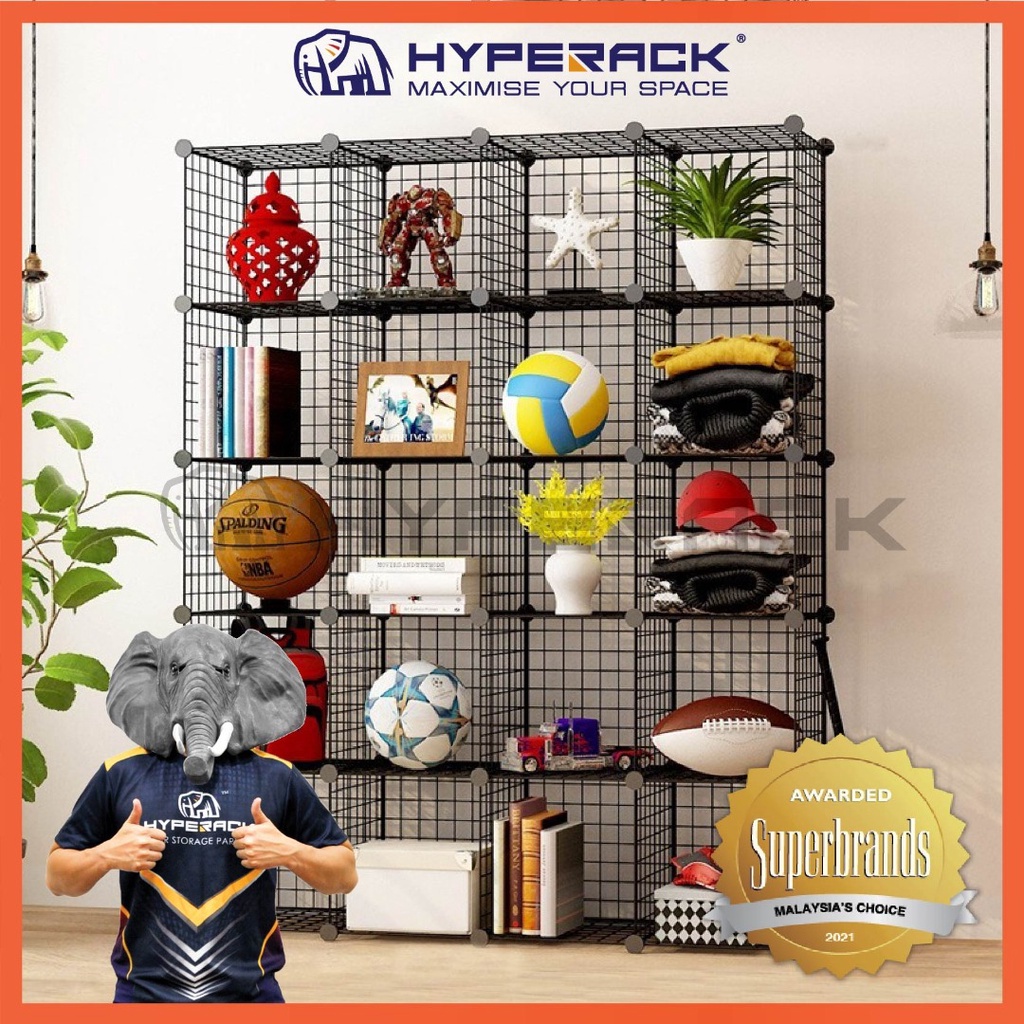 HYPERACK ™️ [Ready Stock] Boltless Rack Grid Wire Rack Storage Rack Wardrobe Shelves Rack Pet