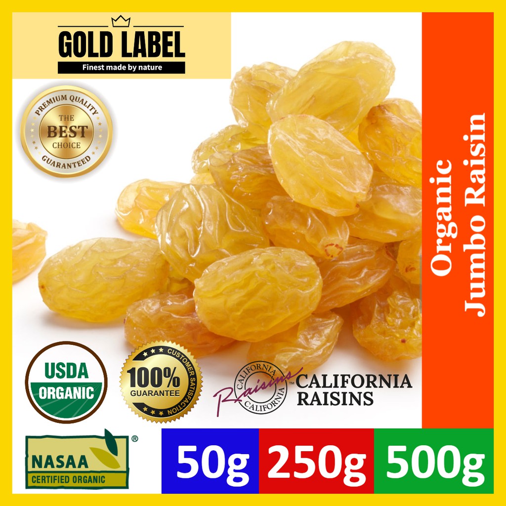 Gold Label Organic California Jumbo Golden Raisins (Unsweetened