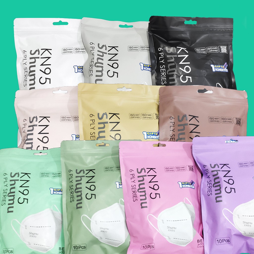 KN95 Mask SHUMU COLOR 6 Ply - FREE CONNECTOR - 10 Pcs Matching Straps