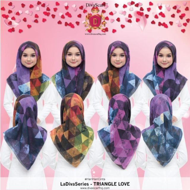 Gold Tag Bawal Triangle LoveTudung Bawal Printed Corak Segi Tiga Colorful DivaScarf Ready Stock HariHariCinta