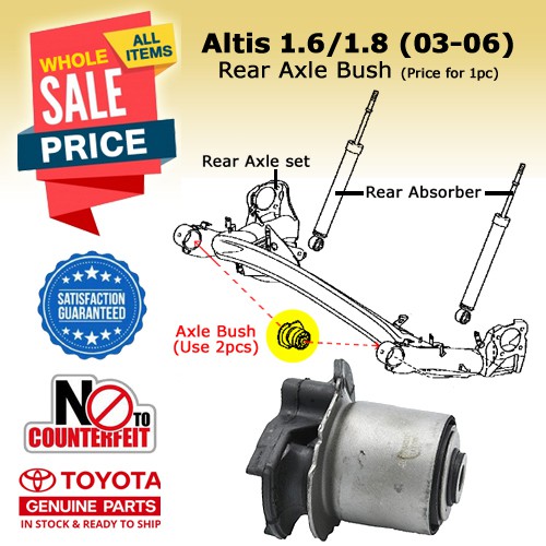 Altis 1 6 1 8 2003 2008 Rear Axle Bush Zze121 Zze122 48725 12580 48725 02240 48725 12570 Toyota