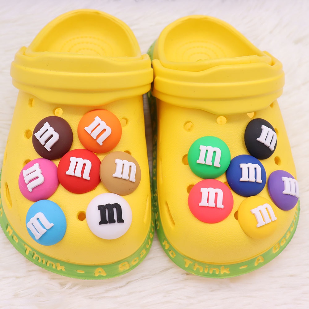 MM Chocolate Beans Shoe Charms Decoration Rainbow Sugar Slippers Accessories Fit for Crocs Jibbitz