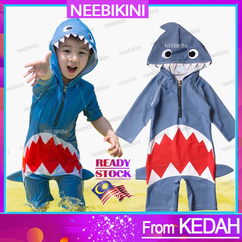 baby boy swimming suit shark 1 piece swimsuit baju  renang 