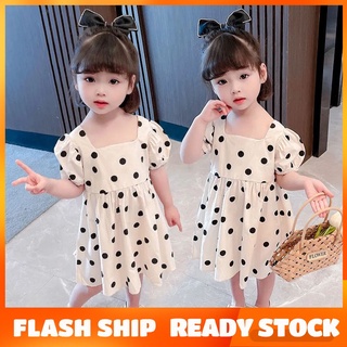 baju kids girl Toddler Baby Girl Dress Clothing Polka dot Puff Sleeve Fashion Cute Dress 0-5T baju kanak2 perempuan