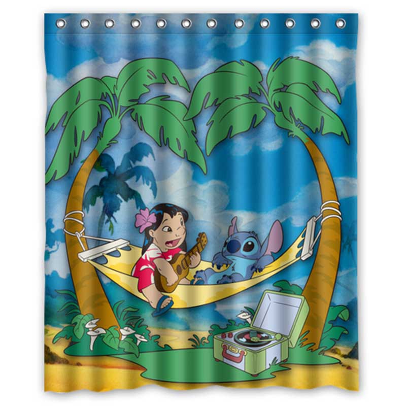 New Lilo And Stich Disney Movie Custom Waterproof Fabric Shower