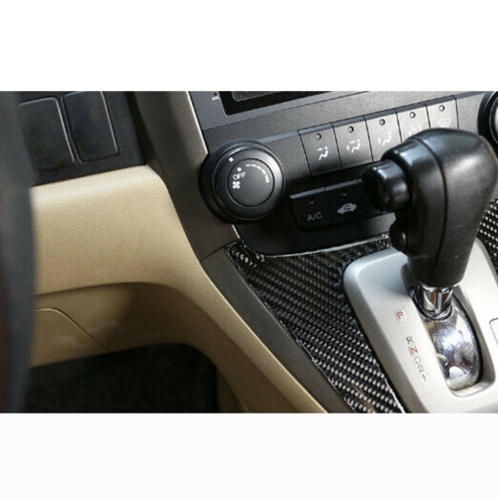 2Pcs Carbon Fiber Console Gear Shift Panel Trim Cover For Honda CR-V CRV 2007-11
