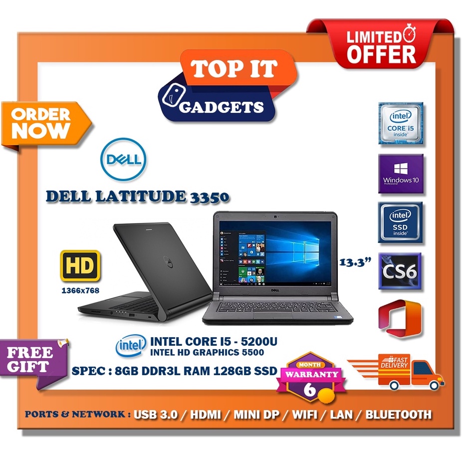 DELL LATITUDE 3350 BUSINESS SERIES LAPTOP/ INTEL CORE I5 - 5TH GEN ...