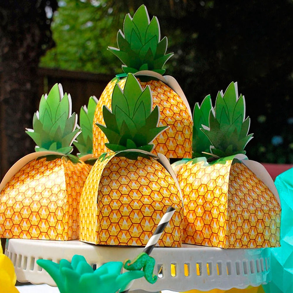 12pcs Paper Pineapple Candy Bag Gift Box Hawaii Birthday Wedding