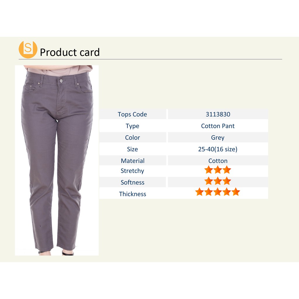 Mid Waist Slim Fit Women Cotton Grey 