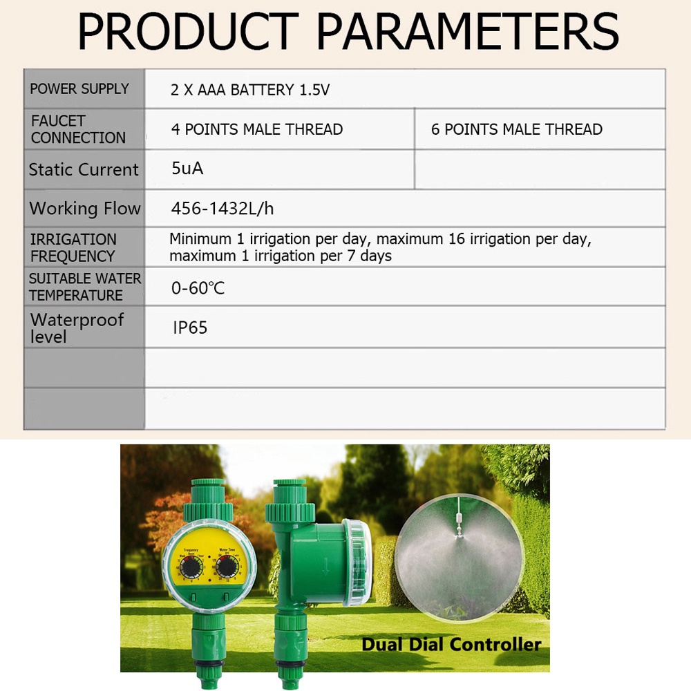 Easy operation and installation Automatic Dual Dial Code Water timer Home Gardening irrigation Controller Sprinklers tim