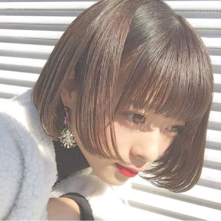 Wig Korean Version Short Brown Hair Set With Air Bangs Popular Wig