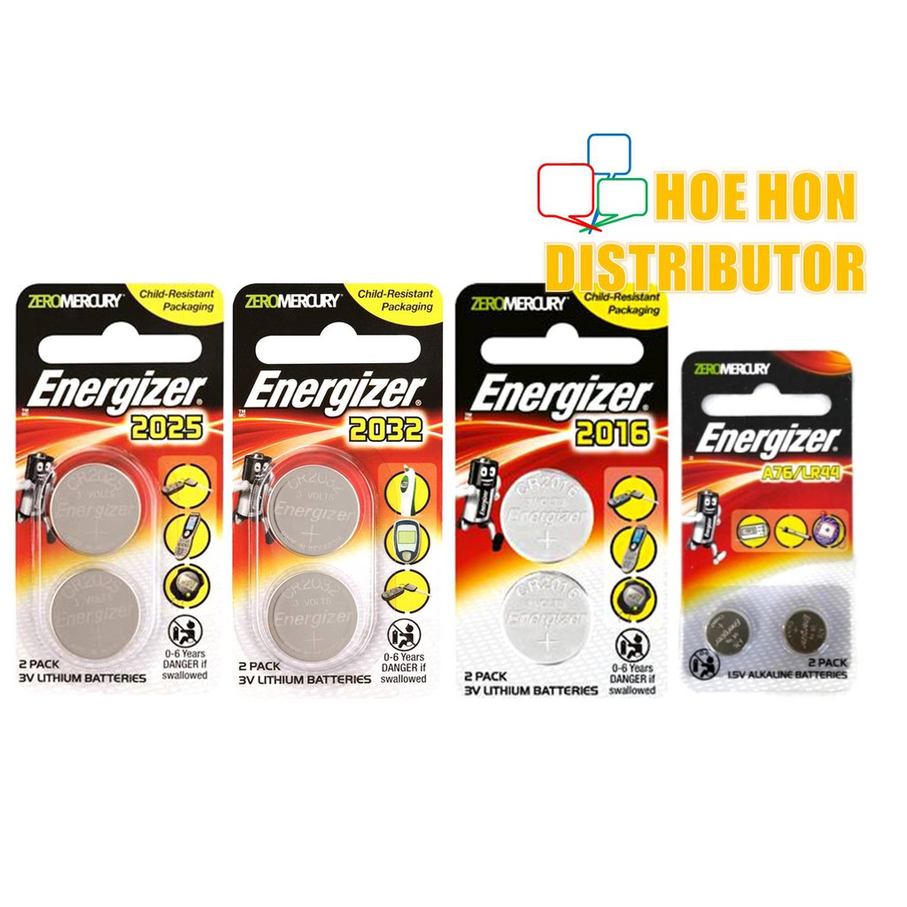 Energizer Lithium Button Battery ECR 2025, 2032, 2016, A76, LR44, DL